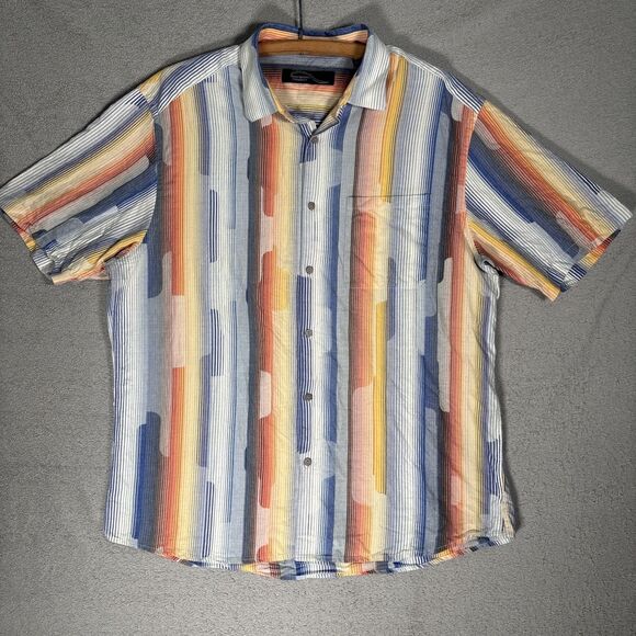 Jhane Barnes Frequency Shirt Men’s Size XL Cotton Blue Orange White Geometric - Picture 1 of 16